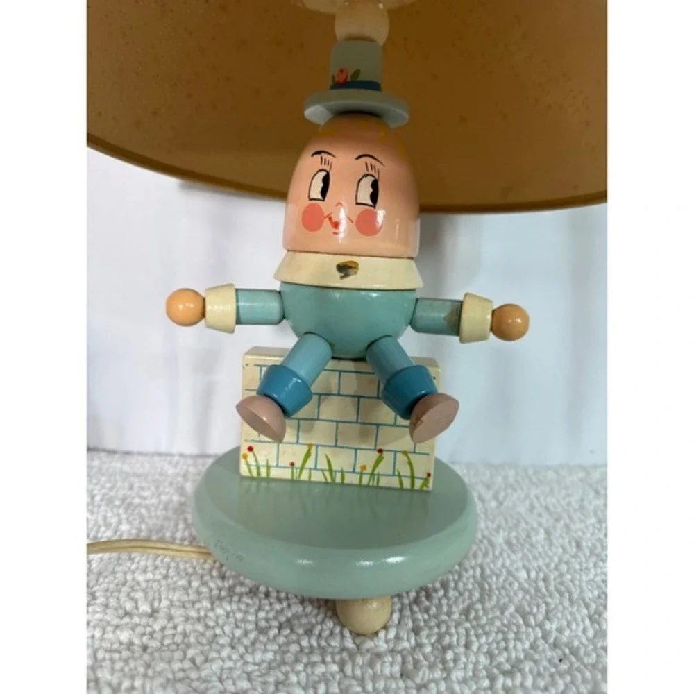 Vintage Humpty Dumpty Wooden Table Lamp Nursery Decor Perforated Lampshade‎
